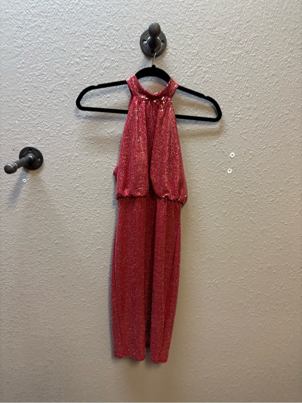 Sparkling Halter Jumpsuit in Shimmery Raspberry